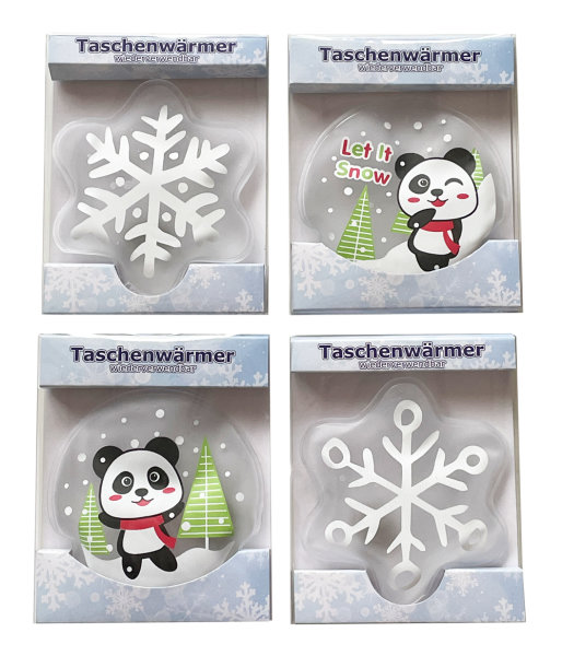 4er Set Taschenwärmer Snow Panda Wichtelgeschenk - Handwärmer - Taschenheizkissen