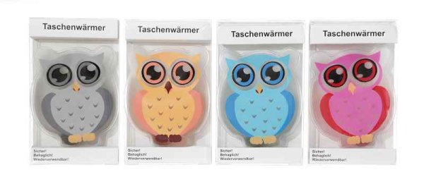4er Set Taschenwärmer Eule (tolles Wichtelgeschenk) Handwärmer, Taschenheizkissen