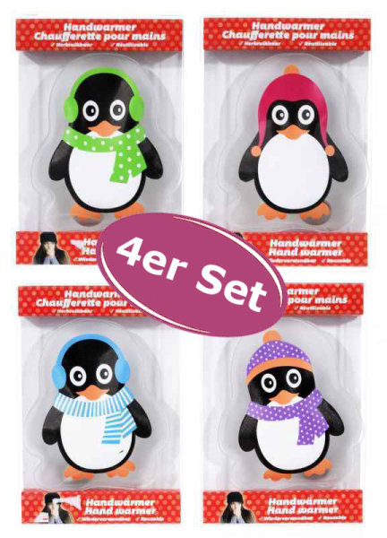 4er Set Taschenwärmer Pinguin (tolles Wichtelgeschenk) Handwärmer, Taschenheizkissen