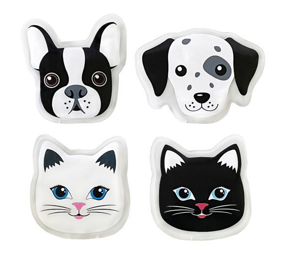 Taschenwärmer Hund und Katze 4er Set  - Wichtelgeschenk, Handwärmer, Taschenheizkissen