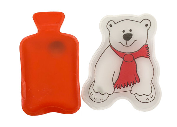 Handwärmer Eisbär & Wärmflasche 2er Set - wiederverwendbare Taschenwärmer