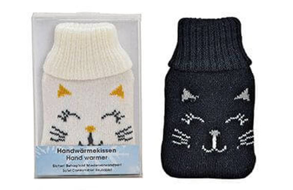 Taschenwärmer Katze Strickbezug (2er Set) Handwärmer wiederverwendbar - Wichtelgeschenk - Taschenheizkissen