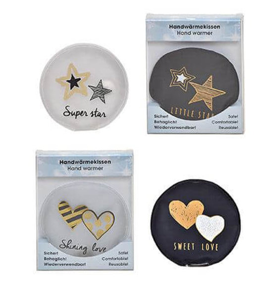 Taschenwärmer Love Star (4er Set) Handwärmer wiederverwendbar - Wichtelgeschenk - Taschenheizkissen