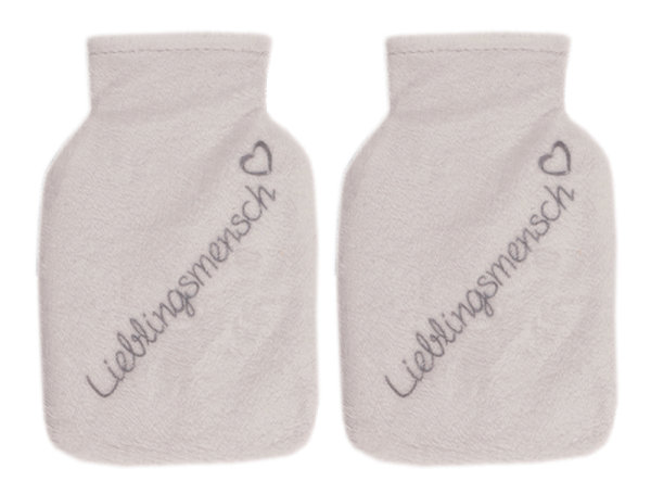Taschenwärmer Lieblingsmensch weiß Fleecebezug (2er Pack) Handwärmer wiederverwendbar - Wichtelgeschenk - Taschenheizkissen