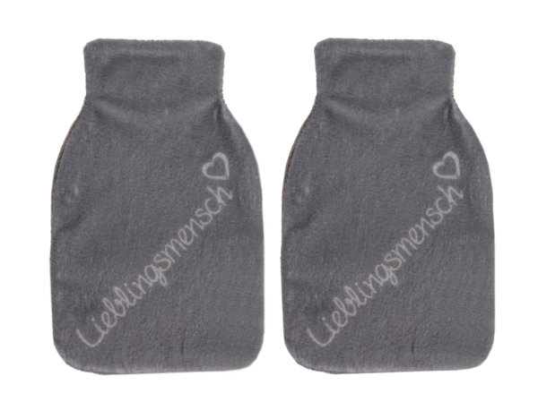 Taschenwärmer Lieblingsmensch grau Fleecebezug (2er Pack) Handwärmer wiederverwendbar - Wichtelgeschenk - Taschenheizkissen