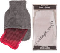 Taschenwärmer Lieblingsmensch grau Fleecebezug (2er Pack) Handwärmer wiederverwendbar - Wichtelgeschenk - Taschenheizkissen