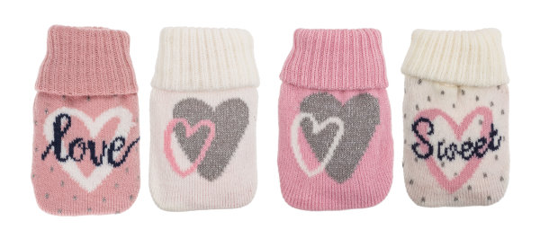 Taschenwärmer Love rosa Strickbezug (4er Set) Handwärmer wiederverwendbar, Wichtelgeschenk