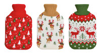 Wärmflasche Winterwald, Elch 2 L mit Strickbezug -...