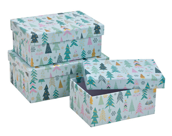 Geschenkkarton Set Winterwald (3tlg.) - Weihnachten Karton, Geschenkbox , Geschenkschachtel