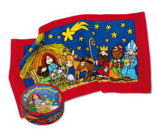 Magisches Handtuch Krippe Weihnachten 60x30 cm - Zauberhandtuch, Kinder Handtuch, Kindergeschenk, Weihnachtsabend, Adventskalender
