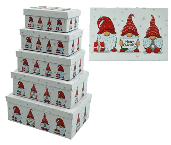 Geschenkkarton Set Wichtel (5er Set) - Weihnachten Karton, Geschenkbox , Geschenkschachtel