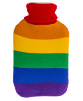 Wärmflasche Regenbogen Pride, 2 l mit Strickbezug -...