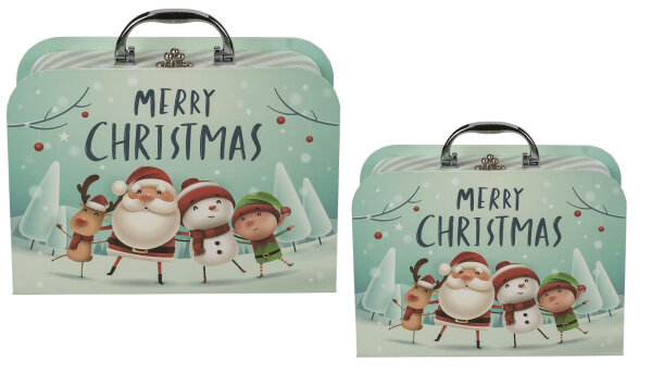 Geschenkkarton Set Koffer Weihnachten "Merry Christmas" (2er Set) - Weihnachten Karton, Geschenkbox , Geschenkschachtel