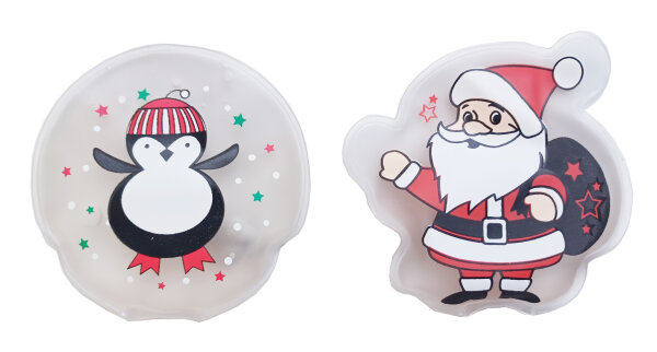 Taschenwärmer Santa & Pinguin (2er Set) - Wichtelgeschenk, Handwärmer, Taschenheizkissen