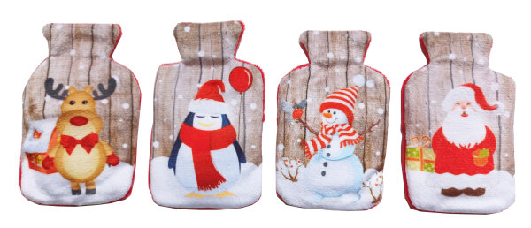 Taschenwärmer Weihnachten im Schnee im Fleecebezug  (4er Set)  - Wichtelgeschenk, Handwärmer