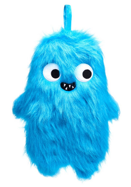 Wärmflasche Blaues Monster mit Fellbezug, 1 L - Bettflasche, Wärmekissen