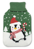 Wärmflasche Pinguin im Schnee mit Zuckerstange, 2 L...