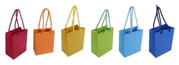 6er Set Kindergeburtstagstüte S - Geburtstagstasche - Papier Geschenktasche bunt