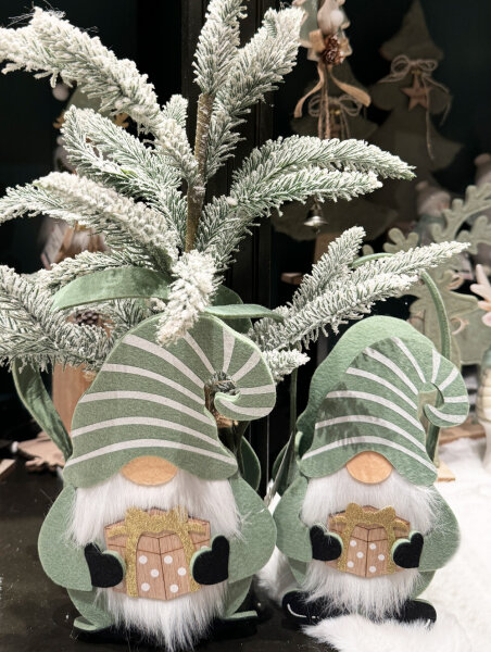 Filztasche Wichtel grün 12x20 cm - Geschenkkorb Weihnachten, Pflanztasche, Advent Deko, Geschenkverpackung Weihnachten, Winterdeko