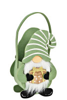Filztasche Wichtel grün 12x20 cm - Geschenkkorb Weihnachten, Pflanztasche, Advent Deko, Geschenkverpackung Weihnachten, Winterdeko