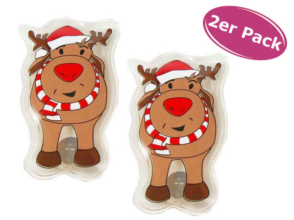 2er Pack Taschenwärmer Rentier mit Schal (Handwärmer) z.B. als Wichtelgeschenk