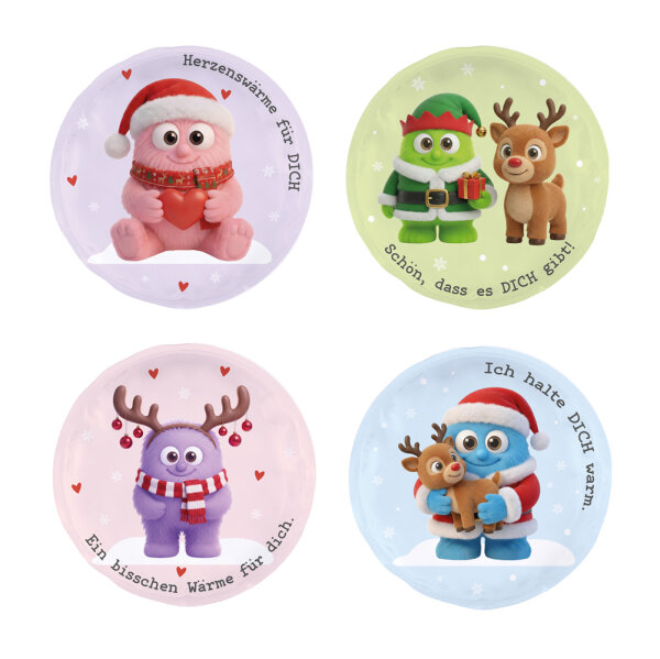 Taschenwärmer Mutmacher (4er Set) -  Wichtelgeschenk, Liebebeweis, Handwärmer Weihnachten, Taschenheizkissen